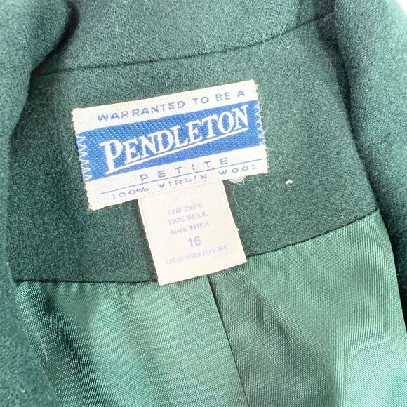 Vintage Pendleton Jacket Womens 16 Blazer Career Virgin Wool Green Lined - Picture 4 of 11